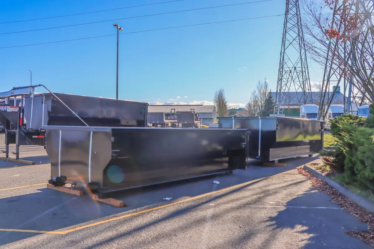 Roll-off dumpster ready for waste disposal at job site for Roll Off Dumpster Rental in Fremont
